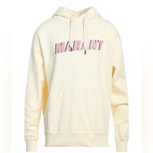 Isabel Marant Miley logo embroidered oversized hoodie in cream. Unisex $…